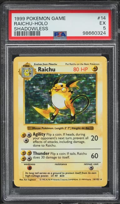 BASE SET SHADOWLESS HOLO RAICHU