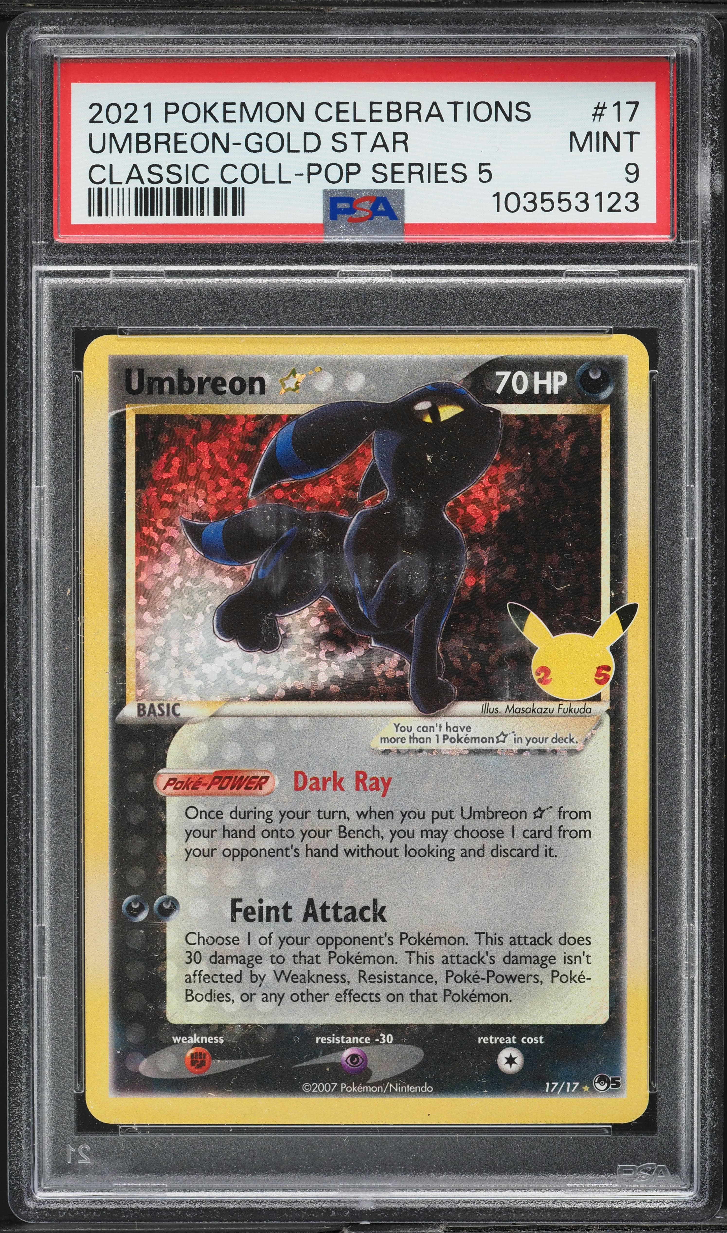 SWSH CELEBRATIONS CLASSIC HOLO UMBREON GOLD STAR