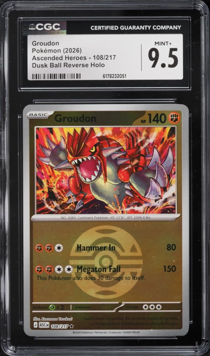 Pokemon Mega Evolution Ascended Heroes Dusk Ball Reverse Holo Groudon #108