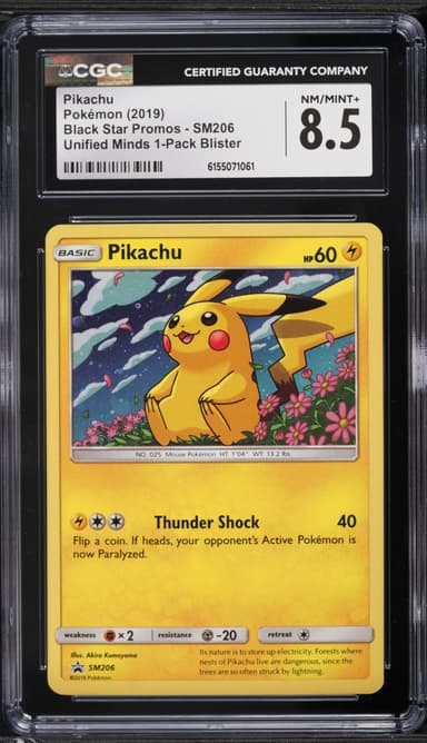 Pokemon Sun & Moon Black Star Promo Unified Minds Holo Pikachu #SM206