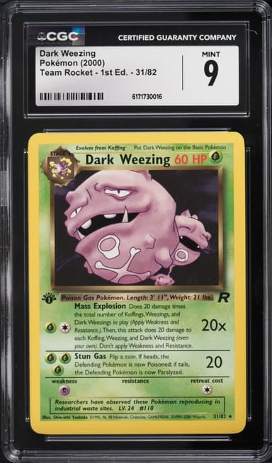 Pokemon Team Rocket 1st Edition Dark Weezing #31