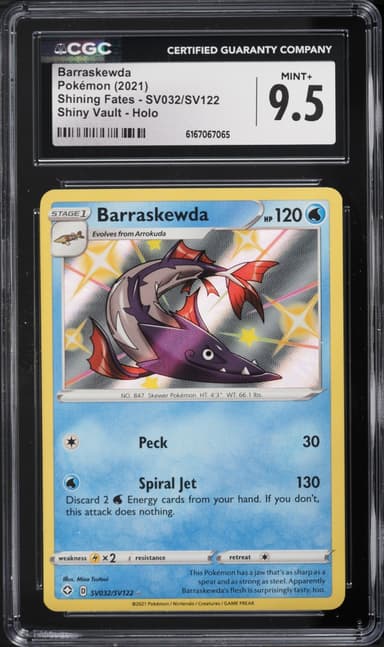 Pokemon Sword & Shield Shining Fates Shiny Vault Holo Barraskewda #SV032