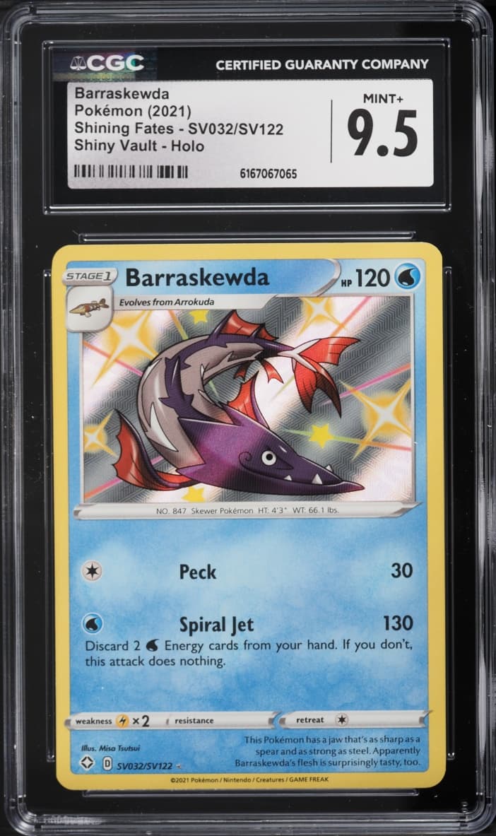 Pokemon Sword & Shield Shining Fates Shiny Vault Holo Barraskewda #SV032