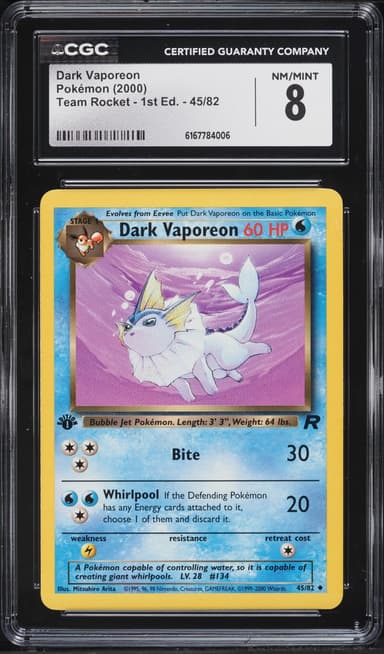 Pokemon Team Rocket 1st Edition Dark Vaporeon #45