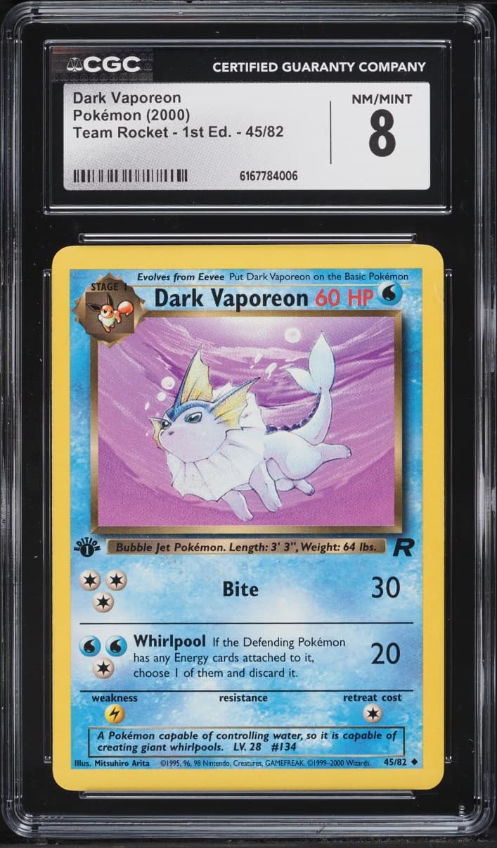 Pokemon Team Rocket 1st Edition Dark Vaporeon #45