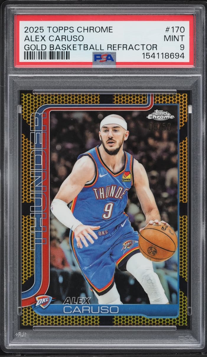 Topps Chrome Gold Basketball Refractor Alex Caruso JERSEY # 9/50 #170