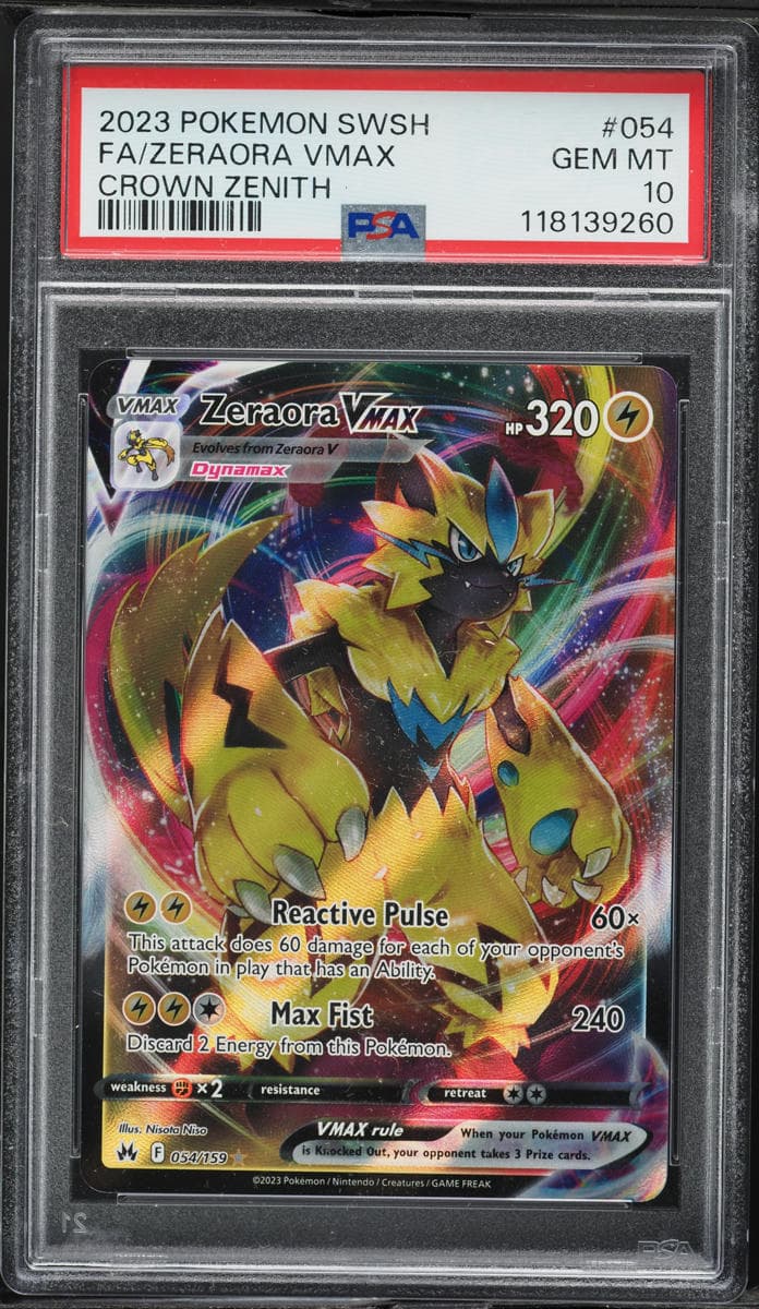 Pokemon Sword & Shield Crown Zenith Full Art Zeraora VMAX #054