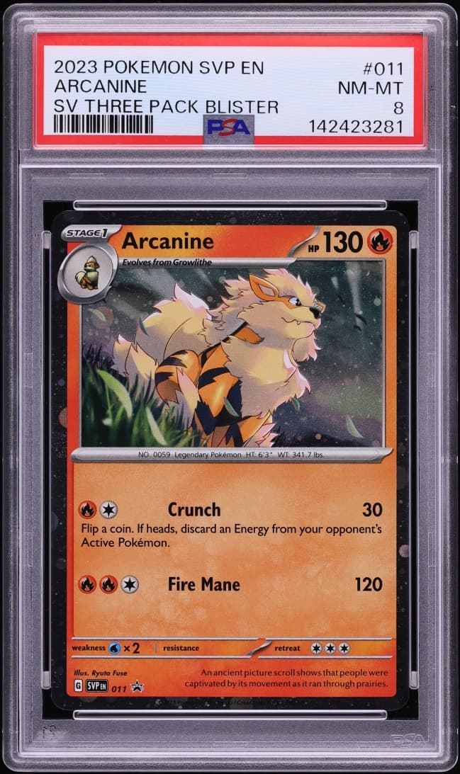 Pokemon Scarlet & Violet Black Star Promo Three Pack Blister Arcanine #011