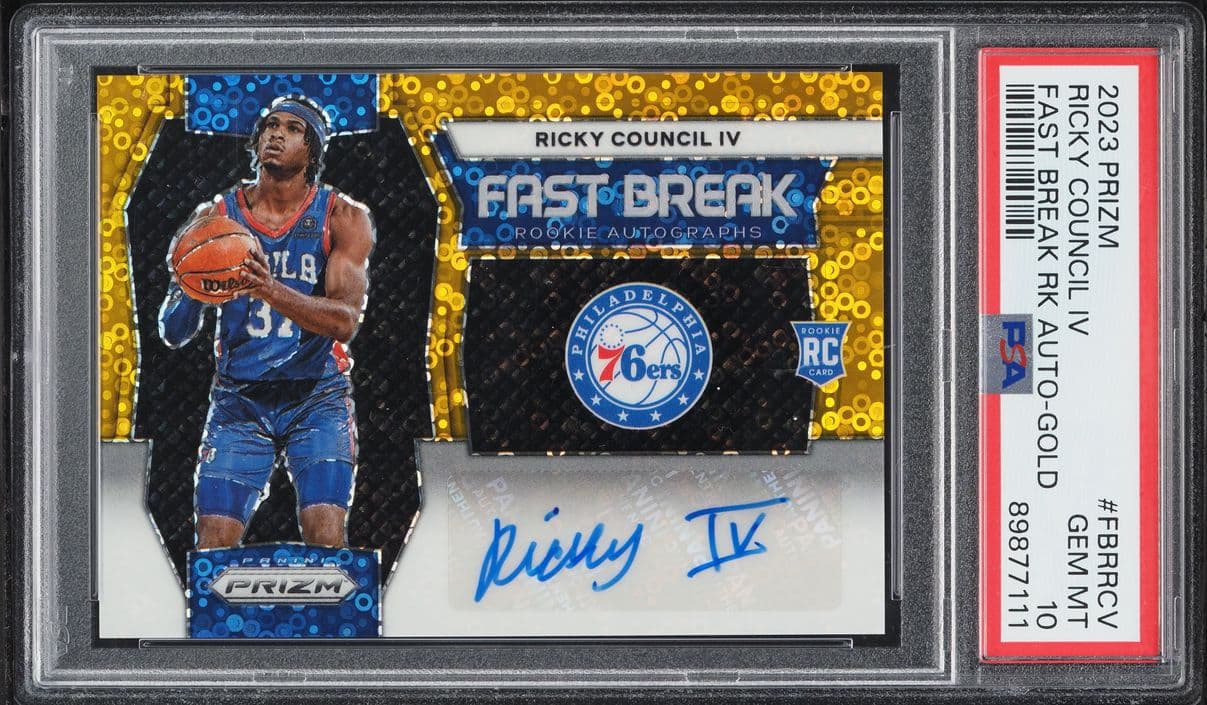 Panini Prizm Fast Break Gold Ricky Council IV ROOKIE AUTO /10 #FBR-RCV