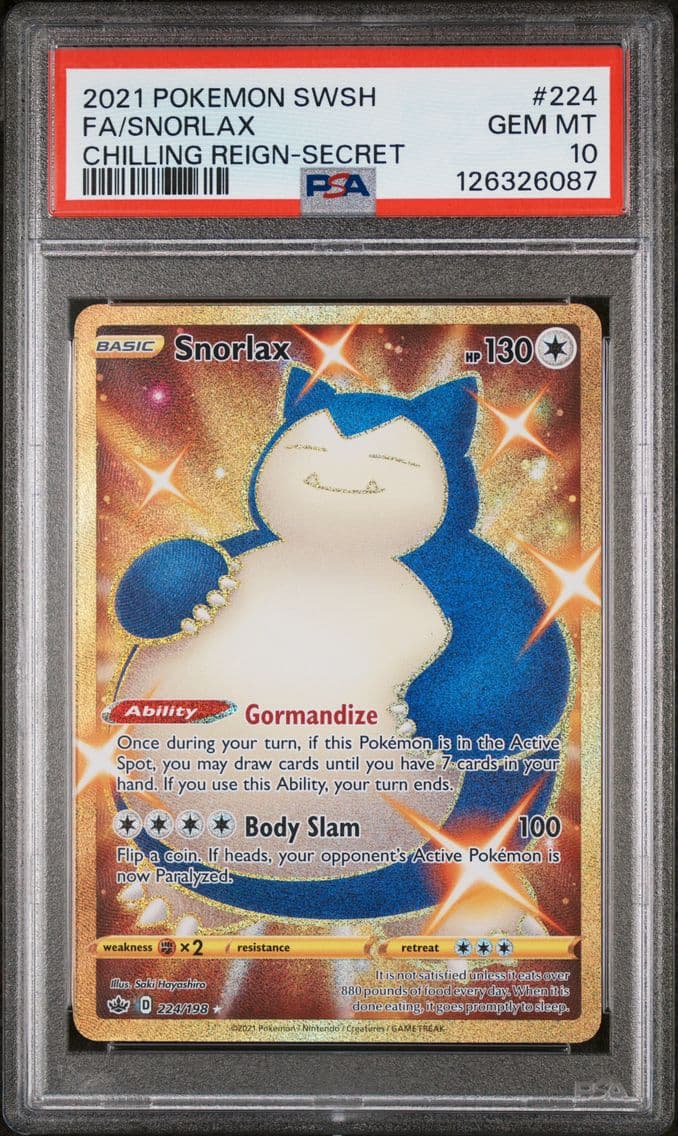 2021 #224 Full Art/Snorlax PSA 1