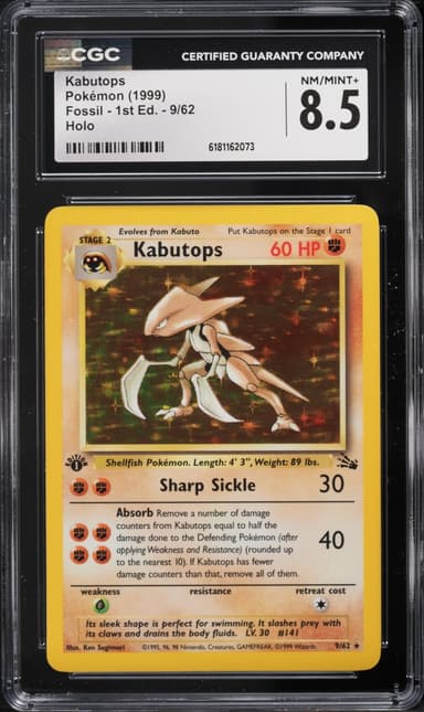 Pokemon Fossil 1st Edition Holo Kabutops #9