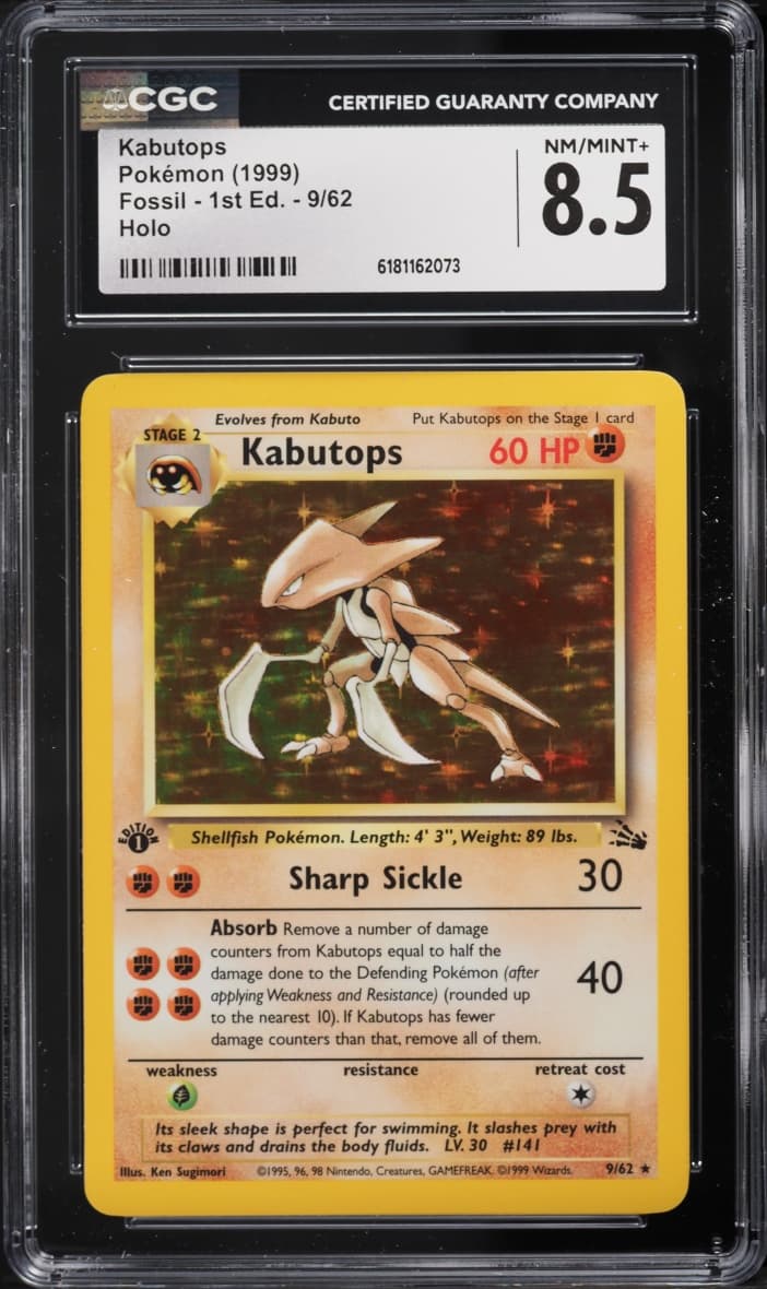 Pokemon Fossil 1st Edition Holo Kabutops #9