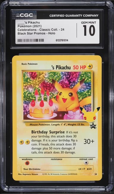 Pokemon Sword & Shield Promo Celebrations Holo Birthday Pikachu #24