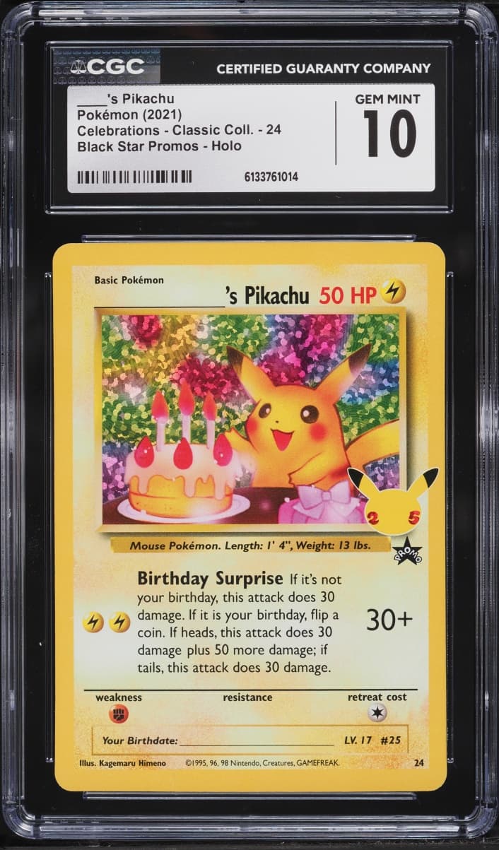 Pokemon Sword & Shield Promo Celebrations Holo Birthday Pikachu #24