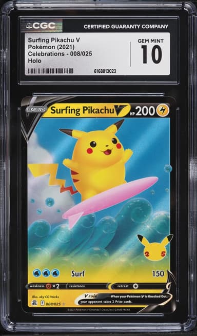 Pokemon Sword & Shield Celebrations Holo Surfing Pikachu V #8