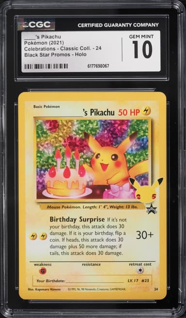 Pokemon SWSH Promo Celebrations Classic Collection Holo Birthday Pikachu #24