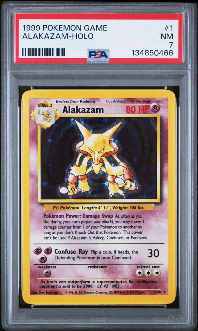 1999 #1 Alakazam-Holo PSA 7 Game