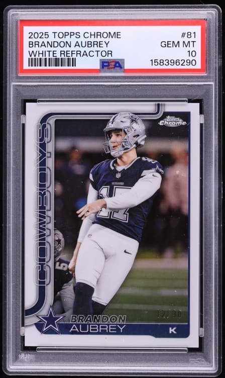 Topps Chrome White Refractor Brandon Aubrey /30 #81