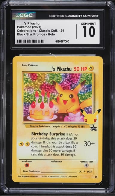Pokemon SWSH Promo Celebrations Classic Holo Birthday Pikachu #24