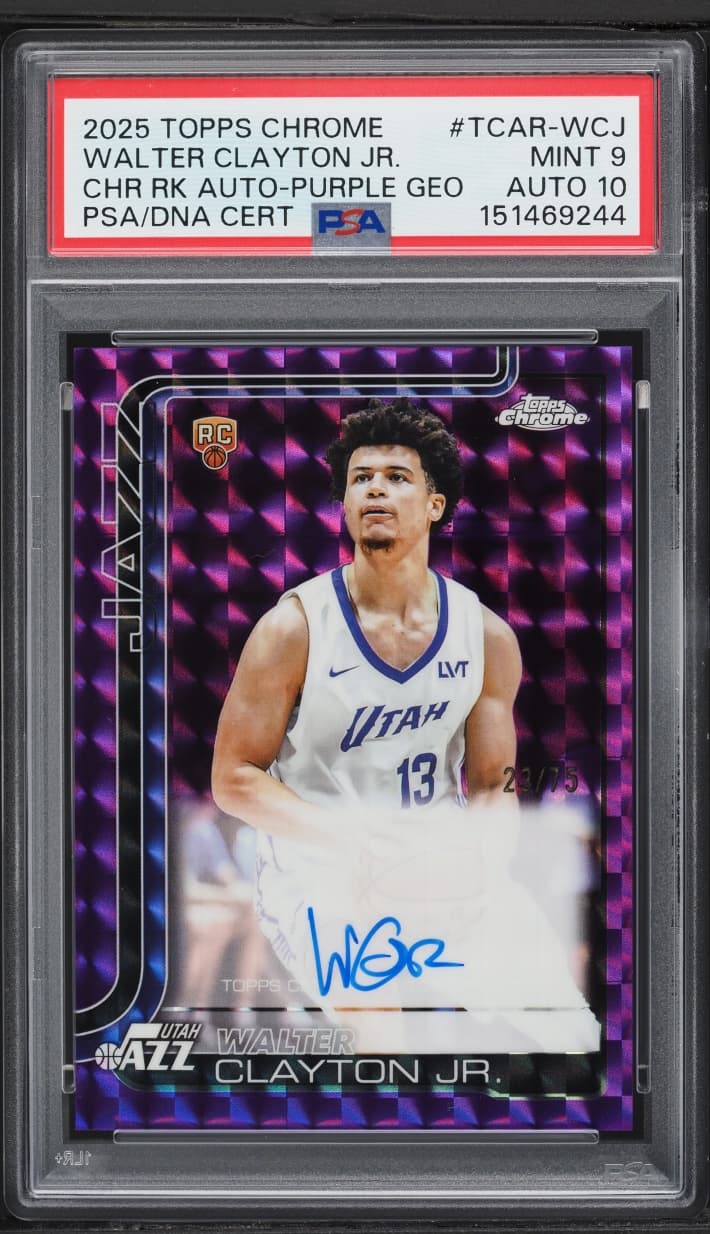 Topps Chrome Purple Geometric Walter Clayton Jr. ROOKIE AUTO DNA 10 /75 #TCAR-WCJ