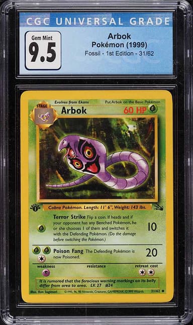 Pokemon Fossil 1st Edition Arbok #31
