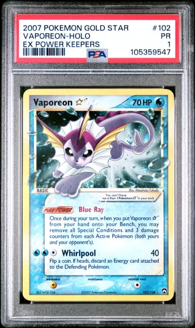 Vaporeon-Holo Gold Star