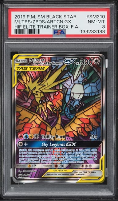 Pokemon Sun & Moon Promo Hidden Fates Full Art Moltres & Zapdos & Articuno GX #210