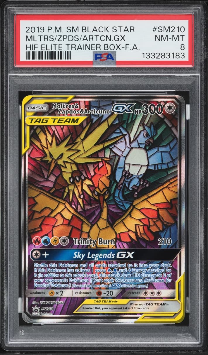 Pokemon Sun & Moon Promo Hidden Fates Full Art Moltres & Zapdos & Articuno GX #210