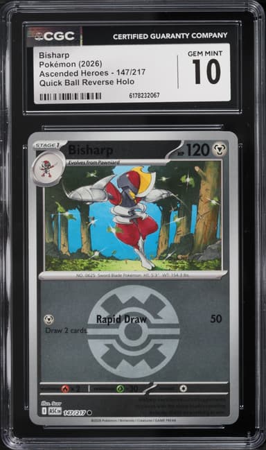 Pokemon Mega Evolution Ascended Heroes Quick Ball Reverse Holo Bisharp #147