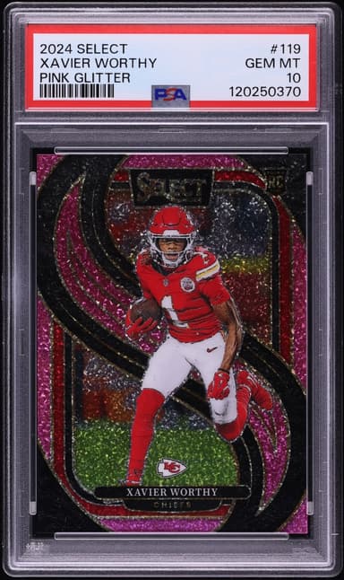 Select Premier Level Pink Glitter Prizm Xavier Worthy ROOKIE /15 #119