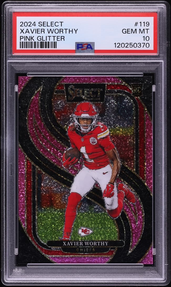 Select Premier Level Pink Glitter Prizm Xavier Worthy ROOKIE /15 #119