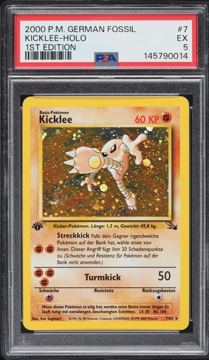 Pokemon German Fossil 1st Edition Holo Kicklee #7