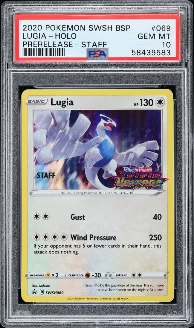 Pokemon Sword & Shield Vivid Voltage Prerelease Staff Holo Lugia #69