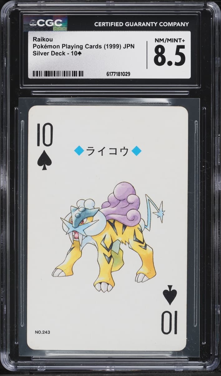Pokemon Japanese Silver Poker Set Nintendo Playing Cards Raikou #10