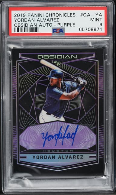 Panini Chronicles Obsidian Purple Yordan Alvarez ROOKIE AUTO /99