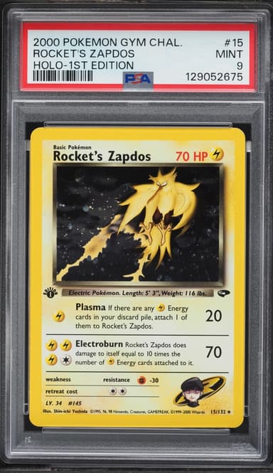 Gym Challenge 1st Edition Holo Rocket's Zapdos MINT