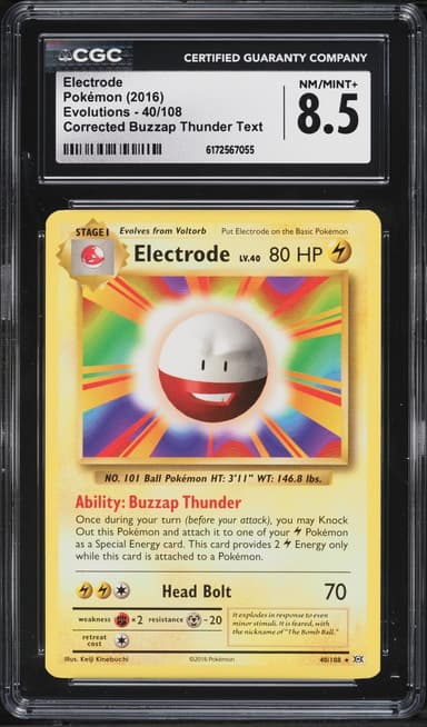 Pokemon XY Evolutions Corrected Buzzap Thunder Text Electrode #40
