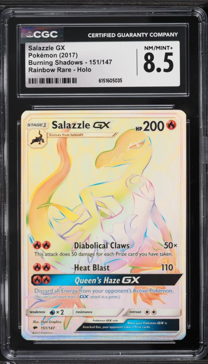 Pokemon Sun & Moon Burning Shadows Rainbow Rare Salazzle GX #151