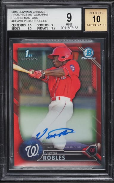 Bowman Chrome Red Refractor Victor Robles PROSPECT AUTO 1/5 #CPA-VR