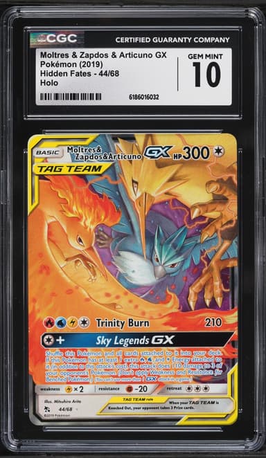 Pokemon Sun & Moon Hidden Fates Holo Moltres & Zapdos & Articuno GX #44