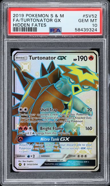 Pokemon Sun & Moon Hidden Fates Full Art Shiny Turtonator GX #SV52