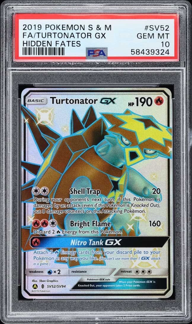 Pokemon Sun & Moon Hidden Fates Full Art Shiny Turtonator GX #SV52