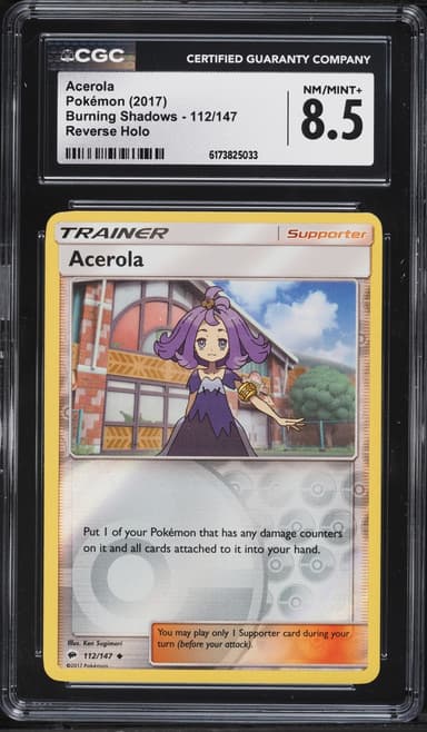 Pokemon Sun & Moon Burning Shadows Reverse Holo Acerola #112