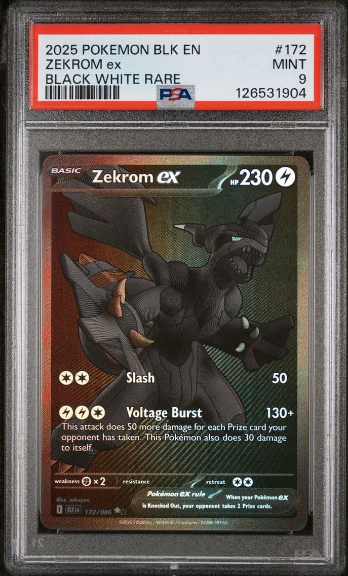 2025 #172 Zekrom EX PSA 9 Blk EN