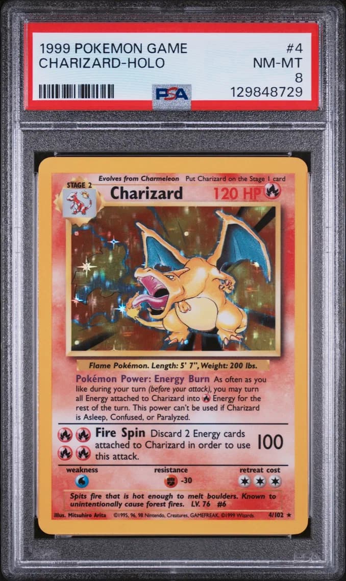 1999 #4 Charizard-Holo PSA 8 Gam