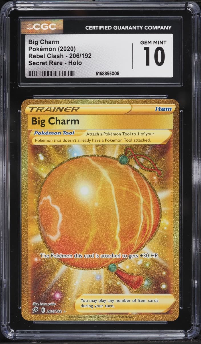 Pokemon Sword & Shield Rebel Clash Gold Rare Big Charm #206