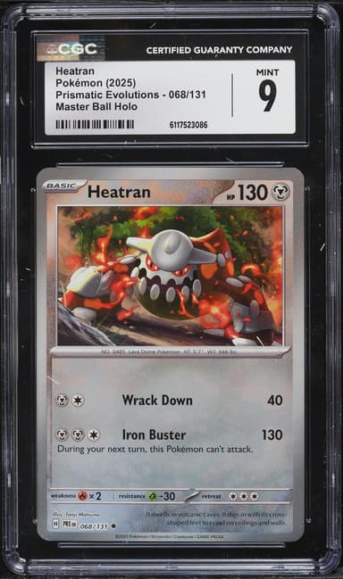 Pokemon Scarlet & Violet Prismatic Evolutions Master Ball Holo Heatran #68