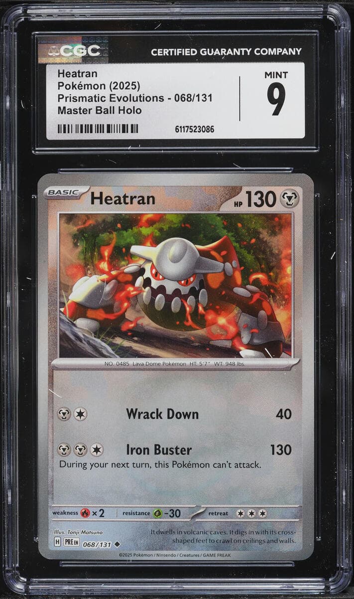 Pokemon Scarlet & Violet Prismatic Evolutions Master Ball Holo Heatran #68