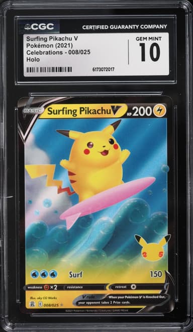 Pokemon Sword & Shield Celebrations Holo Surfing Pikachu V #8
