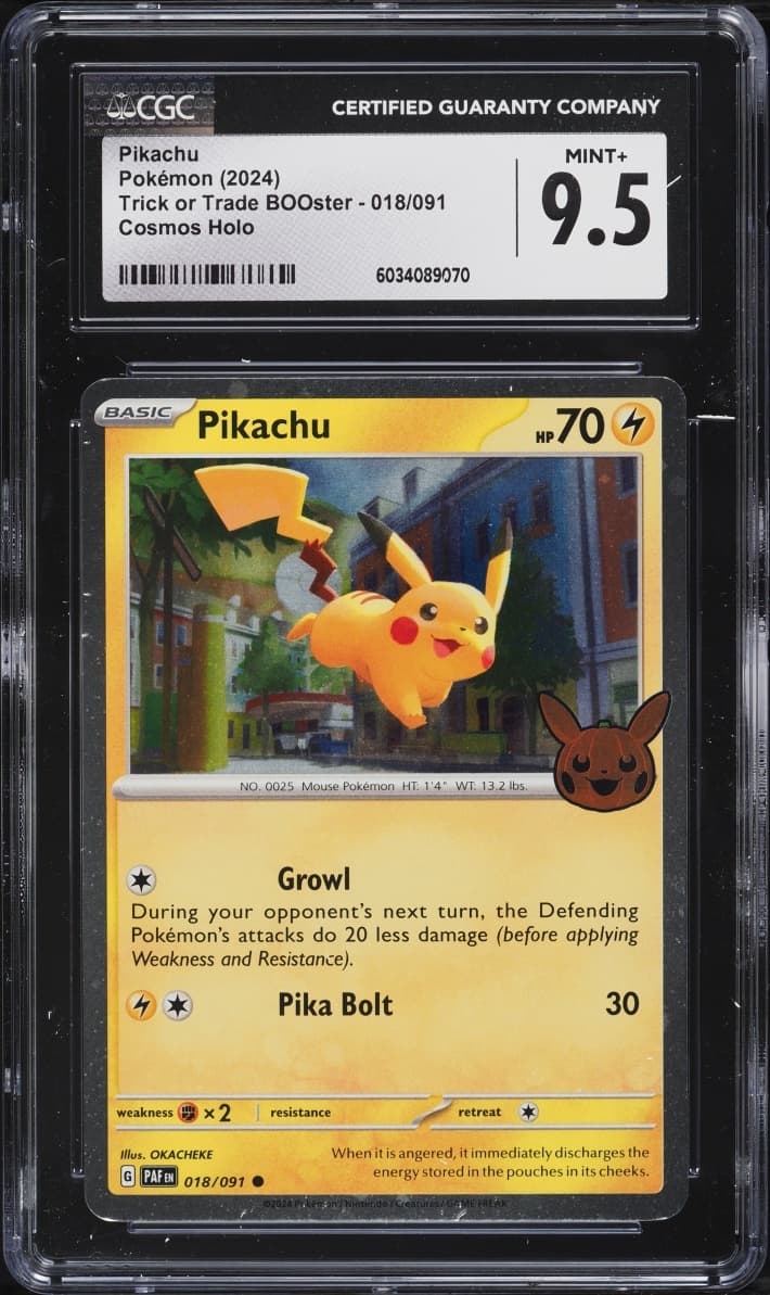 Pokemon SV Paldean Fates Trick Or Trade BOOster Cosmos Holo Pikachu #18